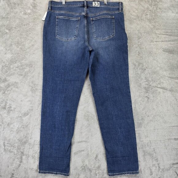 Gap Jeans Womens 33 Tall Blue Girlfriend Mid Rise Tapered Denim Low Stretch - Picture 10 of 15